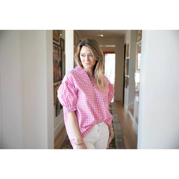 NEW BROOKE WRIGHT puff tunic top in pink - Picture 3 of 3